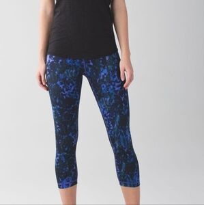 Lululemon Wunder Under Crop Pant - Floral Sport Iris Flower - Size 2
